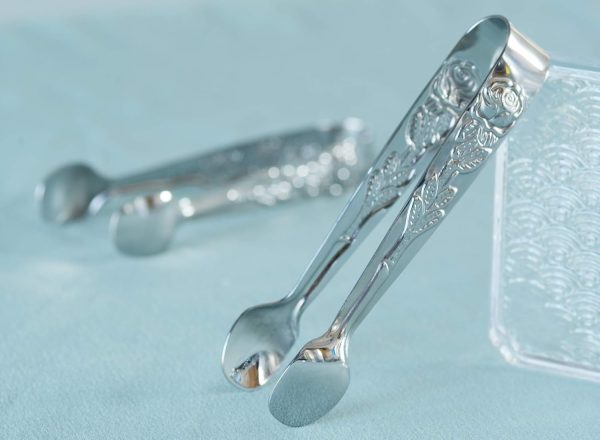 HINMAY Stainless Steel Mini Tongs Silver Sugar Appetizers-2