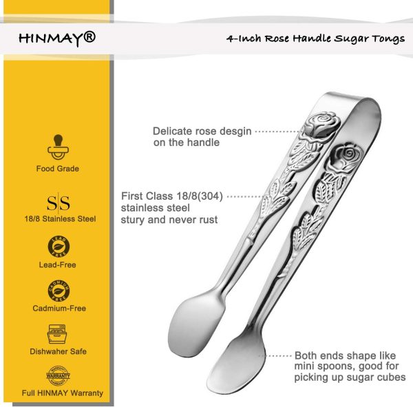 HINMAY Stainless Steel Mini Tongs Silver Sugar Appetizers-1
