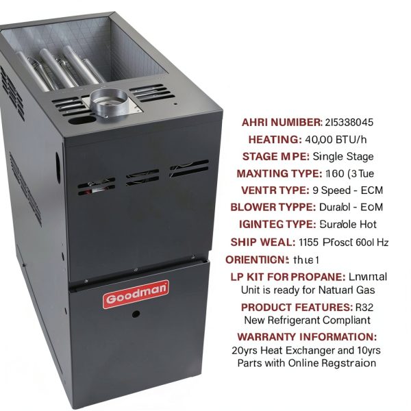 1HVAC Gas Furnace 80 Efficiency Vent Free Floor Mount-2