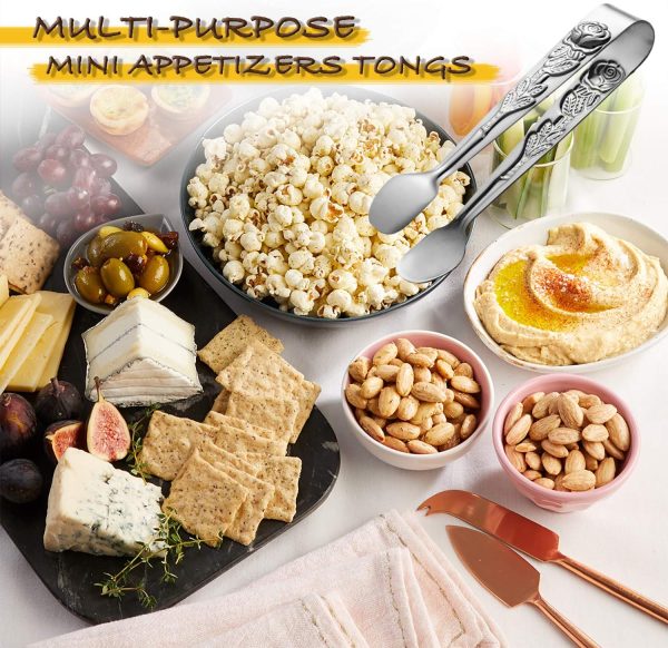 HINMAY Stainless Steel Mini Tongs Silver Sugar Appetizers-5