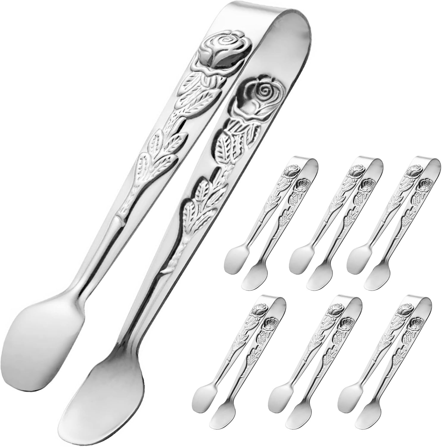 HINMAY mini serving tongs in silver on a kitchen counter