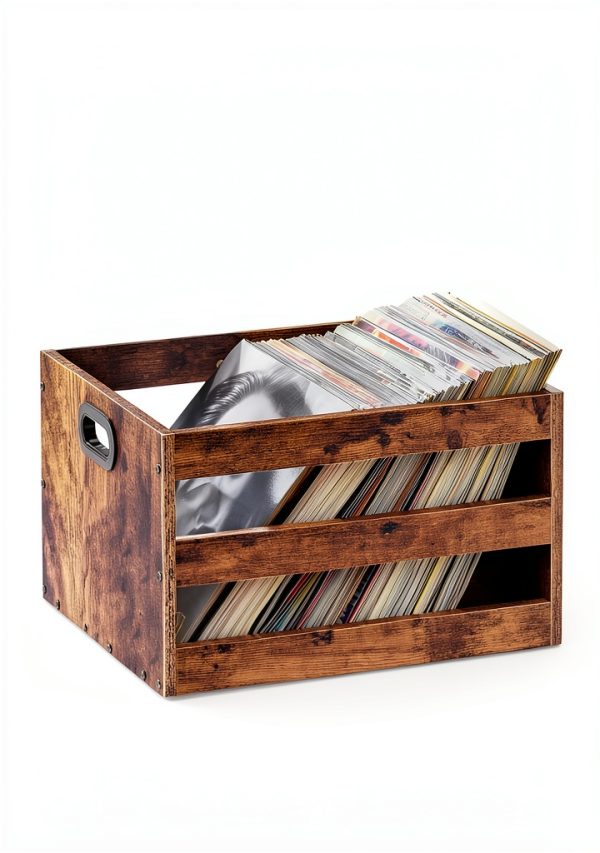 CHOEZON Vinyl Record Storage Crate Textured Design-1