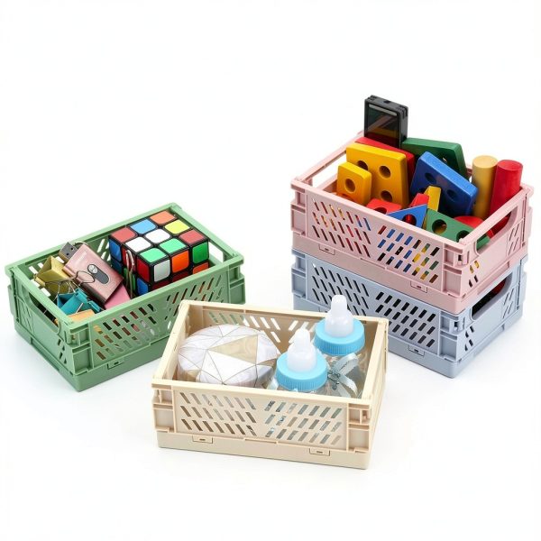 NASHRIO Plastic Storage Baskets 4 Pack Foldable-4