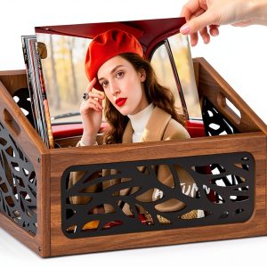 Vinyl Record Storage by QILICHZ Antique Wooden Crate-0