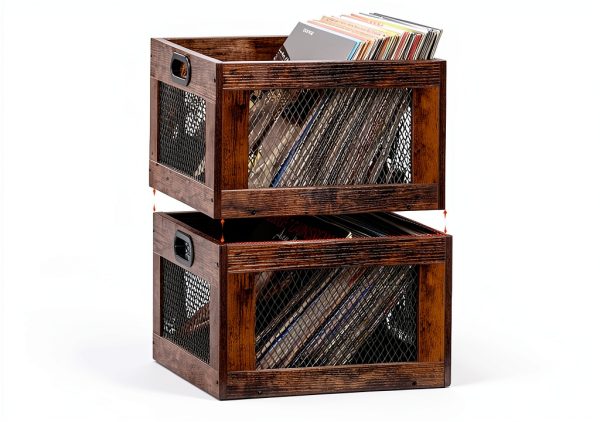Vinyl Record Crate 3IngSeagulls Classic Wood-4