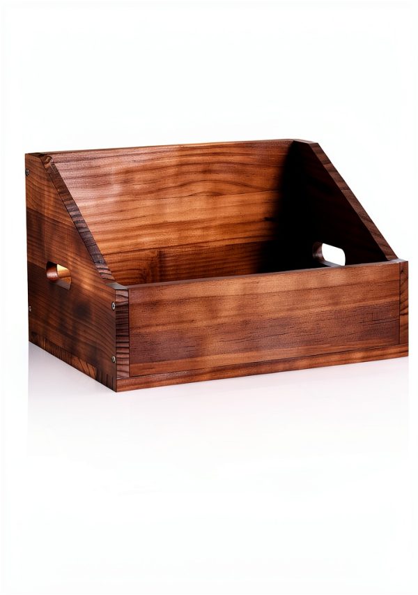 Vinyl Record Crate DNTYUISS Solid Wood Organizer-1