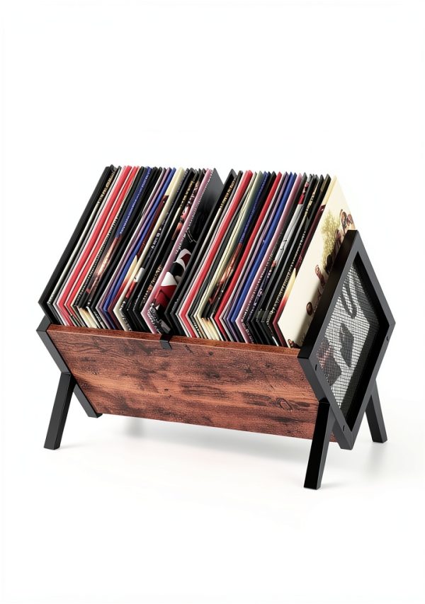 CHOEZON Vinyl Record Storage Organizer Rustic Brown-7