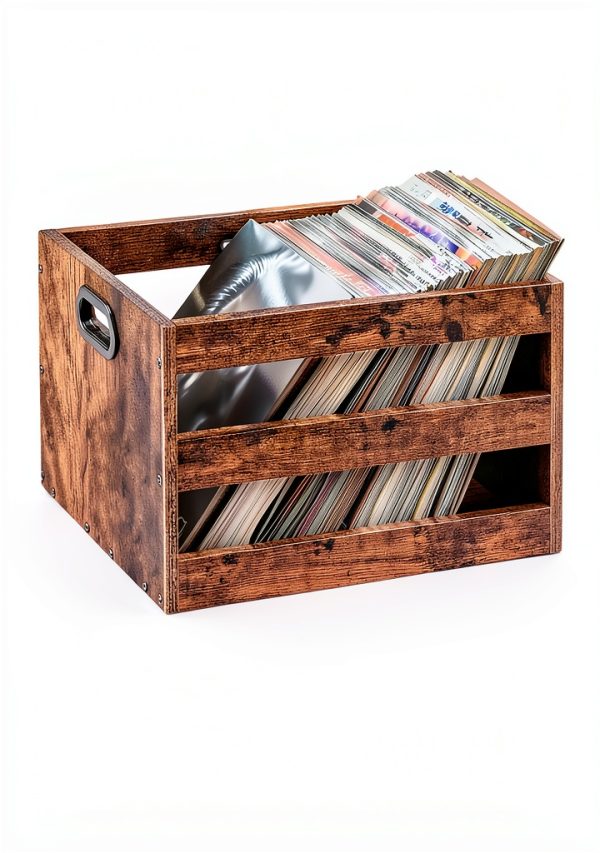 CHOEZON Vinyl Record Storage Crate Textured Design-3