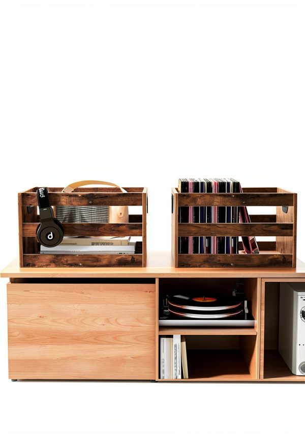 CHOEZON Vinyl Record Storage Crate Textured Design-2