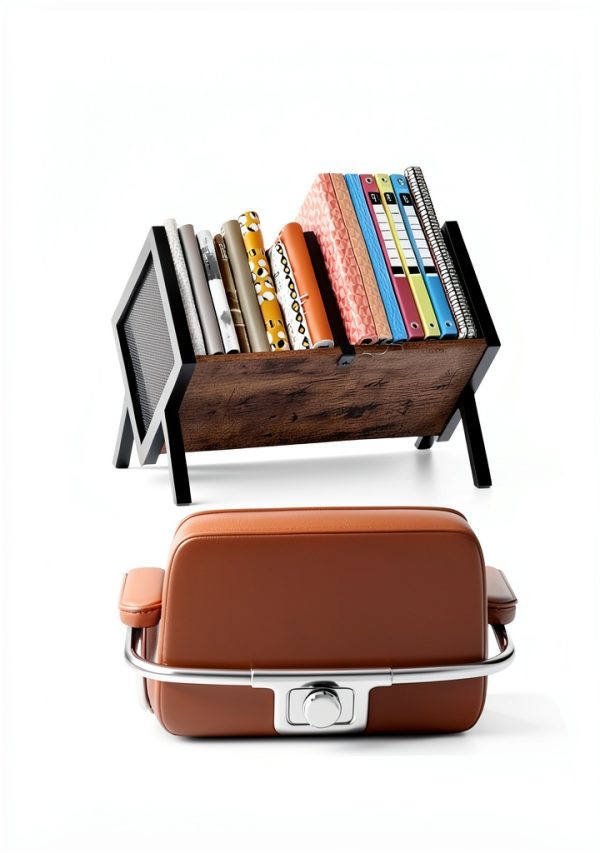 CHOEZON Vinyl Record Storage Organizer Rustic Brown-1