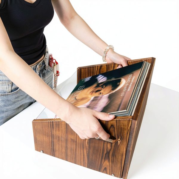 GRETJOB Vinyl Record Storage Box Acrylic Portable-3
