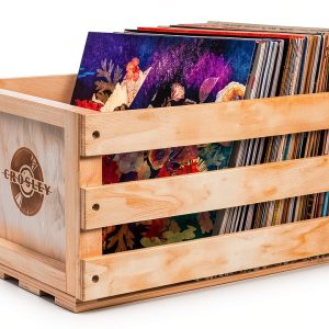 Crosley Vinyl Record Storage Crate Natural Wood-0