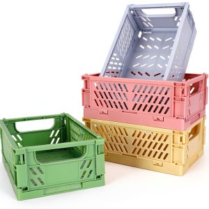 NASHRIO Plastic Storage Baskets 4 Pack Foldable-0