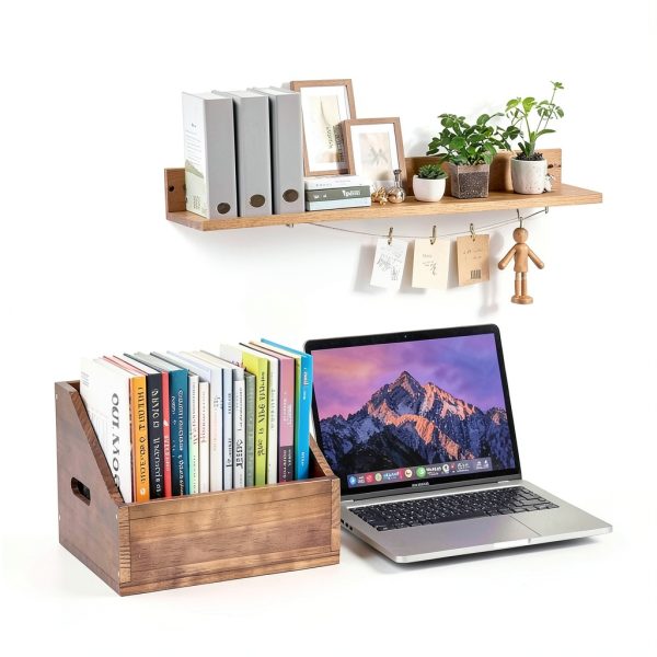 Vinyl Record Crate DNTYUISS Solid Wood Organizer-3