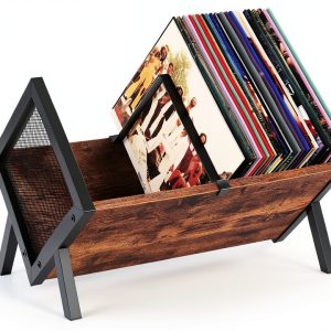 CHOEZON Vinyl Record Storage Organizer Rustic Brown-0