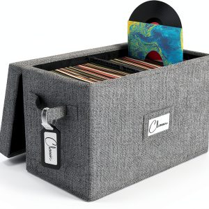 Woodoulogy Vinyl Record Box Linen Modern Design-0