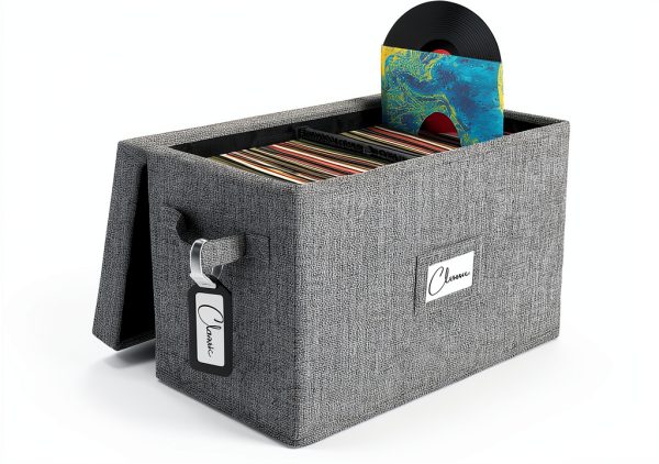 Woodoulogy Vinyl Record Box Linen Modern Design-0