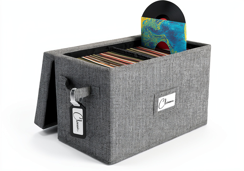 Woodoulogy vinyl record box displayed on a shelf