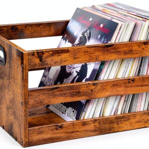 CHOEZON Vinyl Record Storage Crate Textured Design-0
