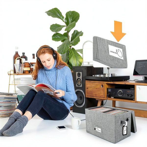 Woodoulogy Vinyl Record Box Linen Modern Design-3