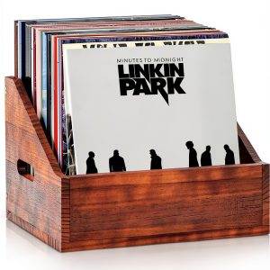 Vinyl Record Crate DNTYUISS Solid Wood Organizer-0