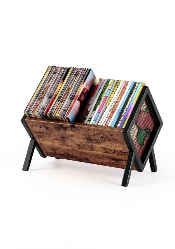 CHOEZON Vinyl Record Storage Organizer Rustic Brown-6
