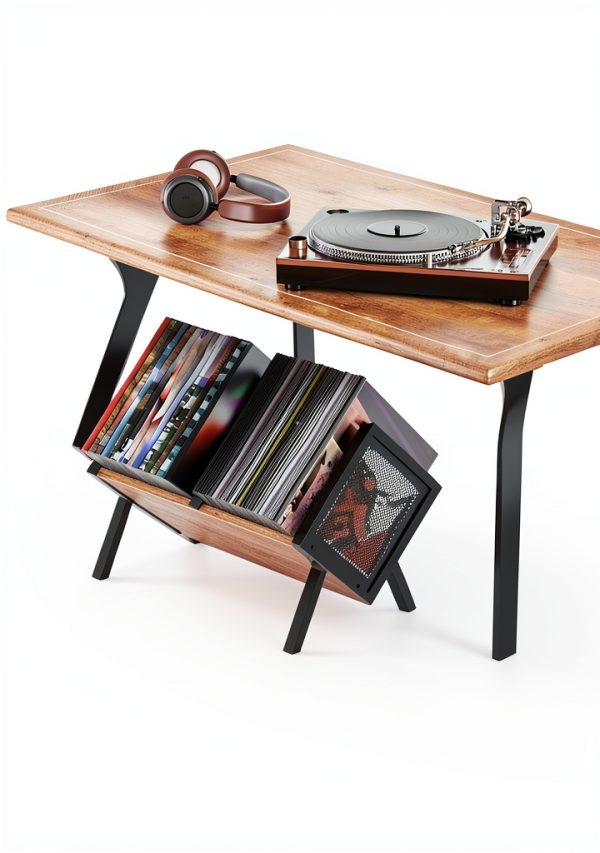CHOEZON Vinyl Record Storage Organizer Rustic Brown-5