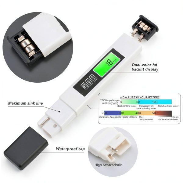 4 in 1 TDS Meter Digital Water Tester by ILORVIUN with Titanium Probes-2